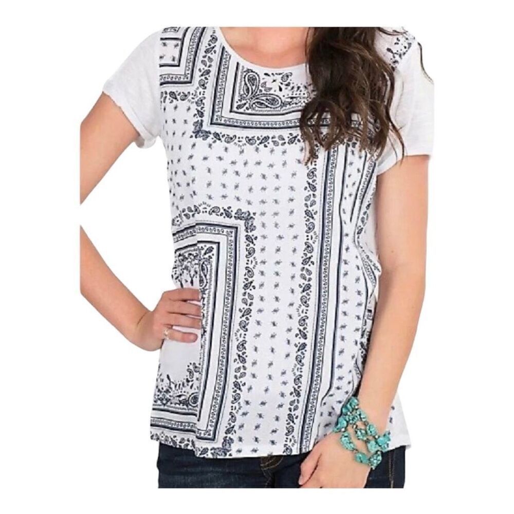 Womens Cavenders Anne French Western Style Bandana Print Shirt - Sz M